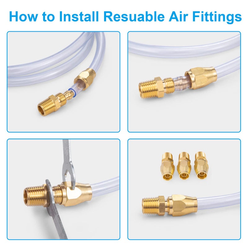Breezliy Premium Solid Brass 2PCS Reusable Replacement Fitting For 1/4-Inch ID Hose 1/4-Inch NPT Rigid - Image 3